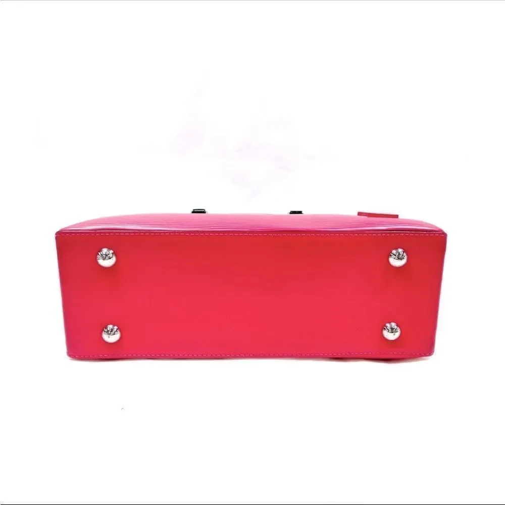 Auth Louis Vuitton Pink Black Epi LV Kleber PM Structured 2way Satchel Purse